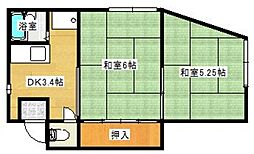 サロンドハイツ 2DKの間取図画像