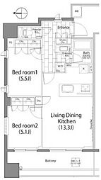 パークハビオ平河町 13階2LDKの間取り