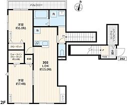 仮称コートハウスＮ 2階2LDKの間取り