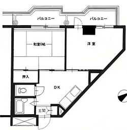 築地永谷コーポラス 2DKの間取図画像