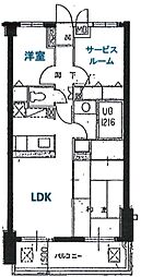 コスモ与野チェロード 2SLDKの間取図画像