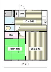 シルバーコーポ 2DKの間取図画像