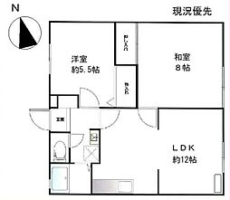 ビーライン鷺沼 2LDKの間取図画像