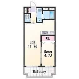 ASAマンション中之島 1LDKの間取図画像