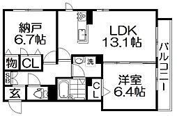 パークハイツくずは埜 2階1SDKの間取り