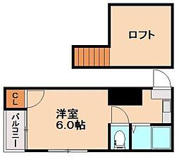 ハイルーフ春日原 ワンルームの間取図画像