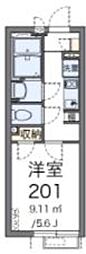 クレイノ西調布 1階1Kの間取り