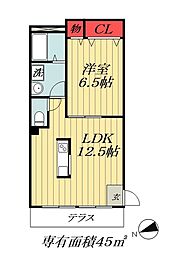 コージーコート市川 1LDKの間取図画像