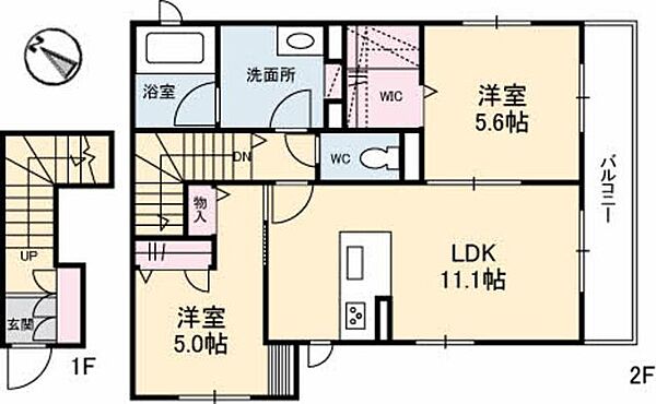 Ｍ’ｓ　Ｐｒｏｎｕｂｅ　参番館 A0203｜広島県広島市安佐北区可部南２丁目(賃貸アパート2LDK・2階・60.54㎡)の写真 その2