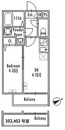 GRANPASEO下北沢III 1DKの間取図画像