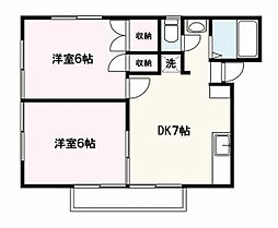 仲居ハイツ2 2DKの間取図画像