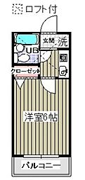 ローズアパートメントF-13番館A棟 1Kの間取図画像