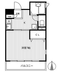 第八むさしマンション 1Kの間取図画像