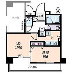 サンクレイドルレヴィール池袋 3階1LDKの間取り
