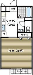 クレール加茂宮 1Kの間取図画像