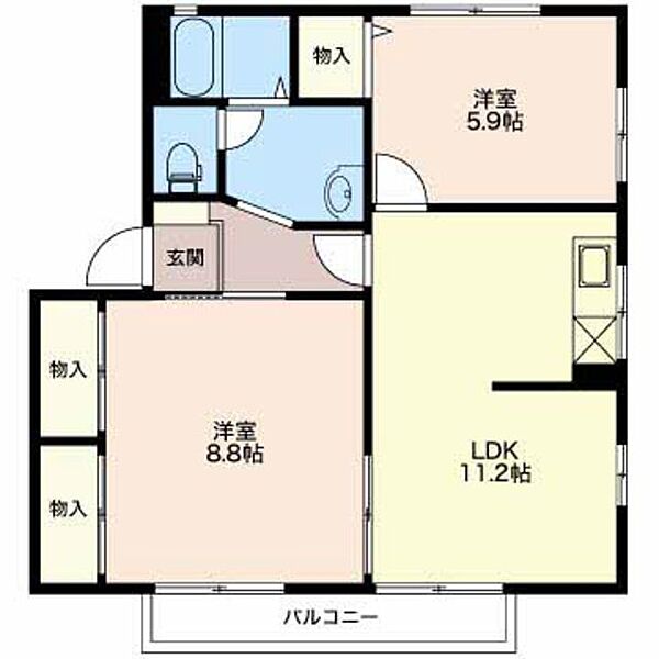 モンアミ A201｜新潟県新潟市中央区弁天橋通２丁目(賃貸アパート2LDK・2階・58.60㎡)の写真 その2