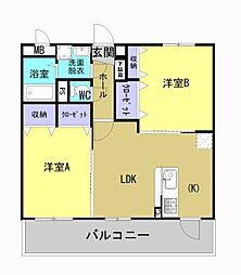 第2コーポ昇龍 2LDKの間取図画像