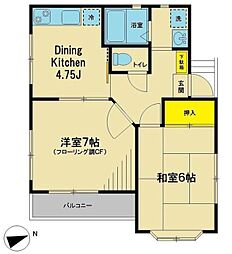 ハウス那由多 2DKの間取図画像