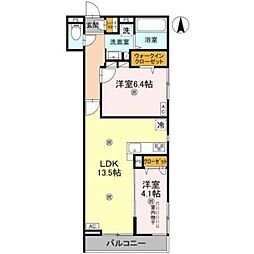 四條畷市大字清瀧アパート 2LDKの間取図画像