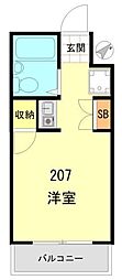 ペガサスマンション渋谷本町1 ワンルームの間取図画像