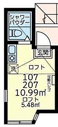 ユナイト小田ジャッキーリボルバー ワンルームの間取図画像