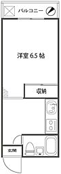 修学院本郷レジデンス 1Kの間取図画像