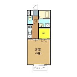グランメール 1Kの間取図画像