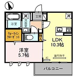 グラシア内畑 1LDKの間取図画像