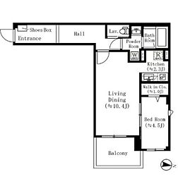 湘南新宿ライン宇須 西大井駅 徒歩9分の賃貸マンション 2階1LDKの間取り