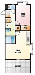 イーストサイドヨネダ 1LDKの間取図画像