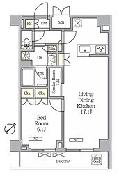 ラティエラ武蔵小山レジデンス 1SLDKの間取図画像