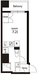KOKORORESIDENCE ワンルームの間取図画像