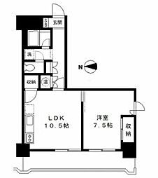 流鉄カーサ新松戸 1LDKの間取図画像