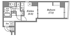 オーパスホームズ八丁堀 3階1DKの間取り