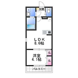 岸和田市筋海町アパート 1LDKの間取図画像