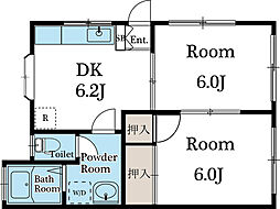 コーポ大岡60 2DKの間取図画像