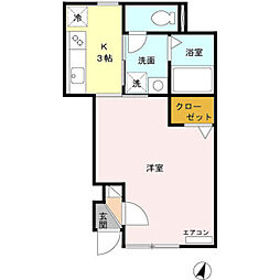 ルミエール1 1Kの間取図画像