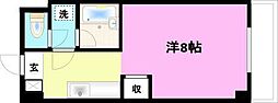 レジデンスシライ 1Kの間取図画像