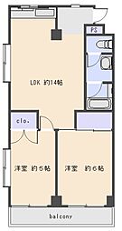 ハイライズ鵠沼 2LDKの間取図画像