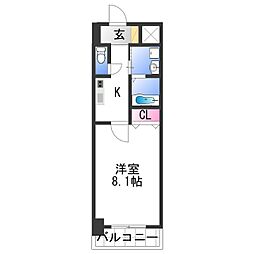 シャルマンフジ和歌山駅前 1Kの間取図画像