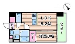 Luxe新大阪VI 1LDKの間取図画像