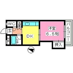 斉藤ハイム 1DKの間取図画像