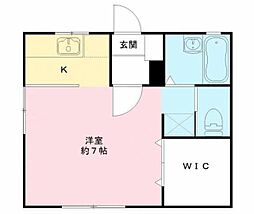 シティハイムA ワンルームの間取図画像
