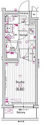 GALAHILLS武蔵小山 1Kの間取図画像