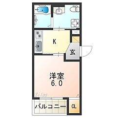 CRASTINE大蓮北4丁目C 1Kの間取図画像