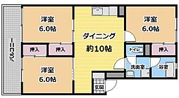 志免ビルA 3DKの間取図画像