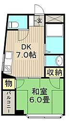 パシフィック小岩 1DKの間取図画像