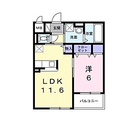 アーバンリオグランデ池田 1LDKの間取図画像