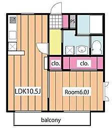 エーデルハイム加倉A 1LDKの間取図画像