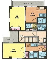 アーバンヒルズ中野新橋 1DKの間取図画像